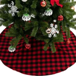Red Buffalo Plaid Christmas Tree Skirt 48in -Christmas Decorations Store Red Plaid Christmas Tree Skirt 48in 4 result 600x533 1