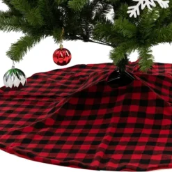 Red Buffalo Plaid Christmas Tree Skirt 48in -Christmas Decorations Store Red Plaid Christmas Tree Skirt 48in 5 result 600x463 1
