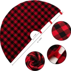 Red Buffalo Plaid Christmas Tree Skirt 48in -Christmas Decorations Store Red Plaid Christmas Tree Skirt 48in6 result 600x596 1