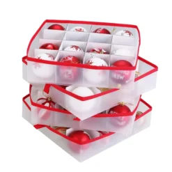 Red Plastic Ornament Storage Box -Christmas Decorations Store Red Plastic Ornament Storage Box 3 1 600x600 1