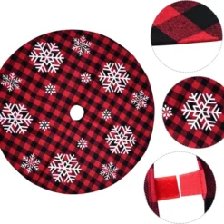 Red And Black Snowflake Buffalo Plaid Tree Skirt 36in -Christmas Decorations Store Red and Black Buffalo Check Plaid Tree Skirt 48in 3 result 600x549 1