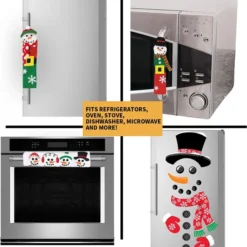 Snowman Handle Covers And Magnets Kitchen Christmas Decor -Christmas Decorations Store Refrigerator Magnets amp 3 Handle Covers Snowman 2 result 600x646 1