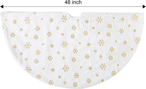 White Soft Plush Faux Fur Christmas Tree Skirt 48in 4 White Soft Plush Faux Fur Christmas Tree Skirt 48in - Image 2