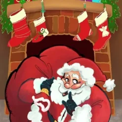 Santa With Gifts Christmas Door Cover 72in X 30in -Christmas Decorations Store Silent Night Santa Door Cover 2 result