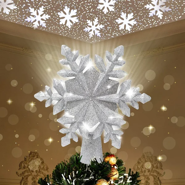 White 3D Snowflake Christmas Tree Topper 3 White 3D Snowflake Christmas Tree Topper