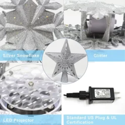 White 3D Snowflake Christmas Tree Topper 13 White 3D Snowflake Christmas Tree Topper -Christmas Decorations Store Silver Snowflake Tree Toppers with White Projector Lights 3 result 600x600 1