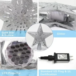 Silver Christmas Tree Star Topper 11 Silver Christmas Tree Star Topper -Christmas Decorations Store Silver Star Tree Topper with White Snowflake Star Projector Lights 4 result 600x600 1