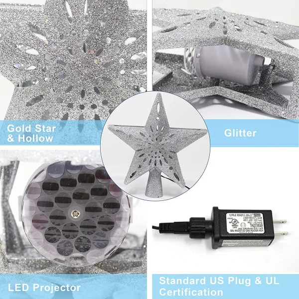 Silver Christmas Tree Star Topper 6 Silver Christmas Tree Star Topper - Image 4