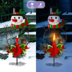 2pcs Snowman And Santa LED Christmas Solar Stake Lights -Christmas Decorations Store Snowman Santa Yard Stake Light 1 result 600x600 1