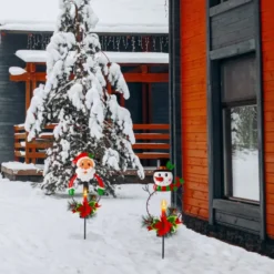 2pcs Snowman And Santa LED Christmas Solar Stake Lights -Christmas Decorations Store Snowman Santa Yard Stake Light 2 result 600x600 1