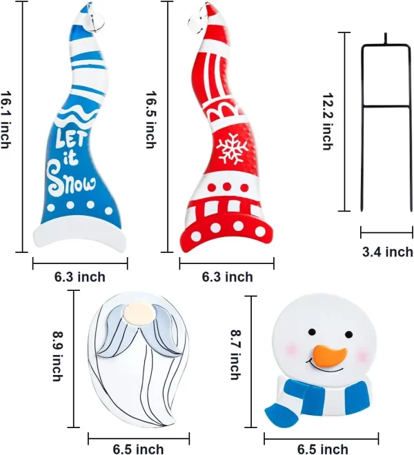 2pcs Snowman And Gnome Metal Christmas Yard Signs With Stake 8 2pcs Snowman And Gnome Metal Christmas Yard Signs With Stake - Image 6