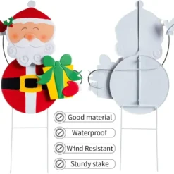 2pcs Snowman And Santa With Circle Belly Metal Yard Signs -Christmas Decorations Store Snowman and Santa Garden Signs 5 result 600x538 1