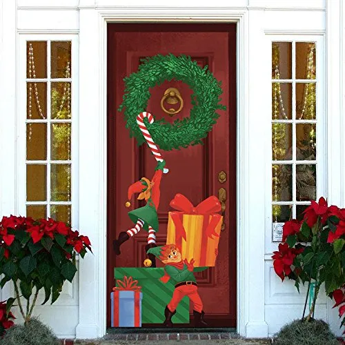 Christmas Elf Door Cover 72in X 30in 3 Christmas Elf Door Cover 72in X 30in