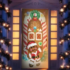 Gingerbread House Door Cover 72in X 30in -Christmas Decorations Store Sweet Gingerbread Door Cover 3 result 600x862 1